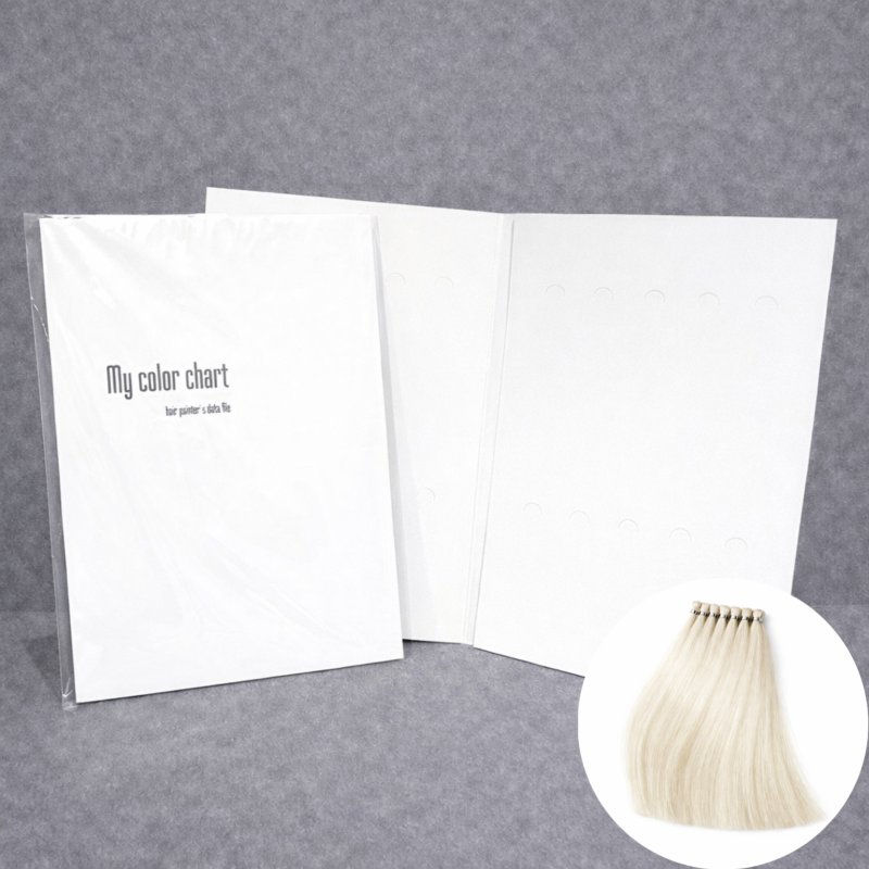 画像1: カラー評価・検証用 ヘアカラーチャート台紙＋毛束(20本) (1)