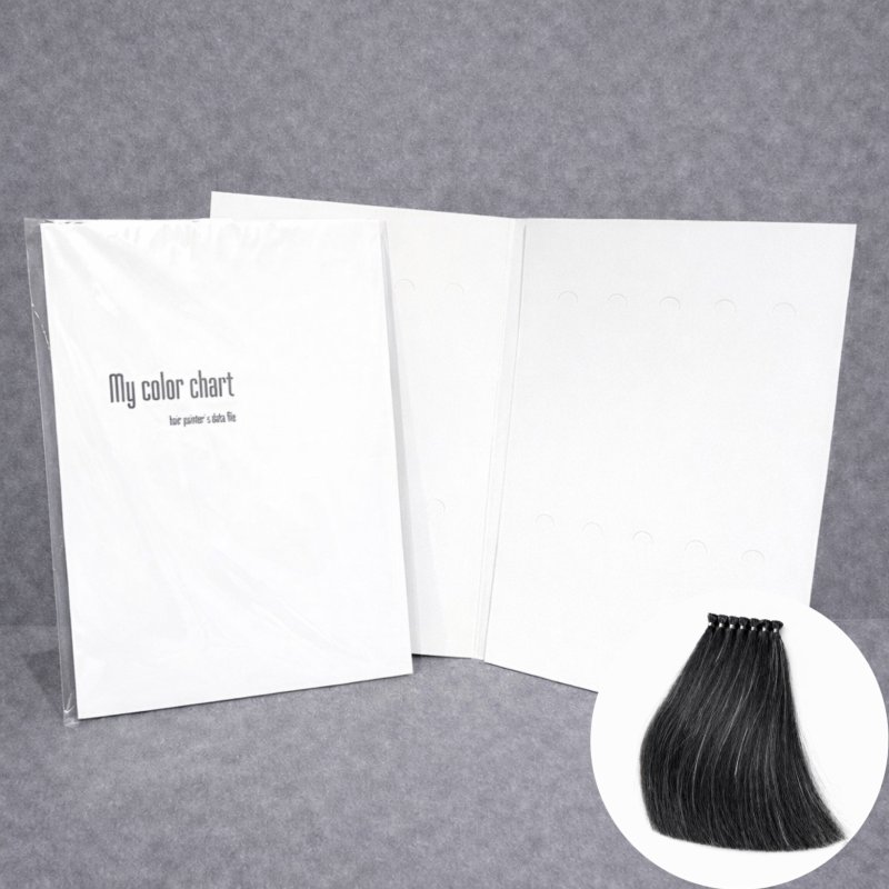 画像1: カラー評価・検証用 ヘアカラーチャート台紙＋毛束(20本) (1)