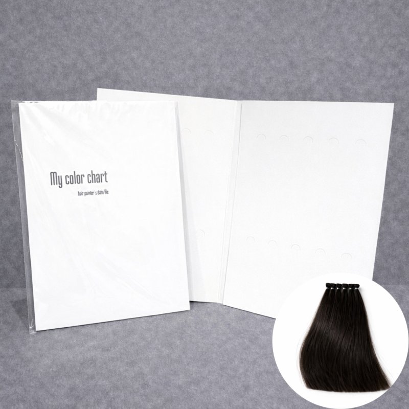 画像1: カラー評価・検証用 ヘアカラーチャート台紙＋毛束(20本) (1)